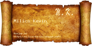 Milics Kevin névjegykártya